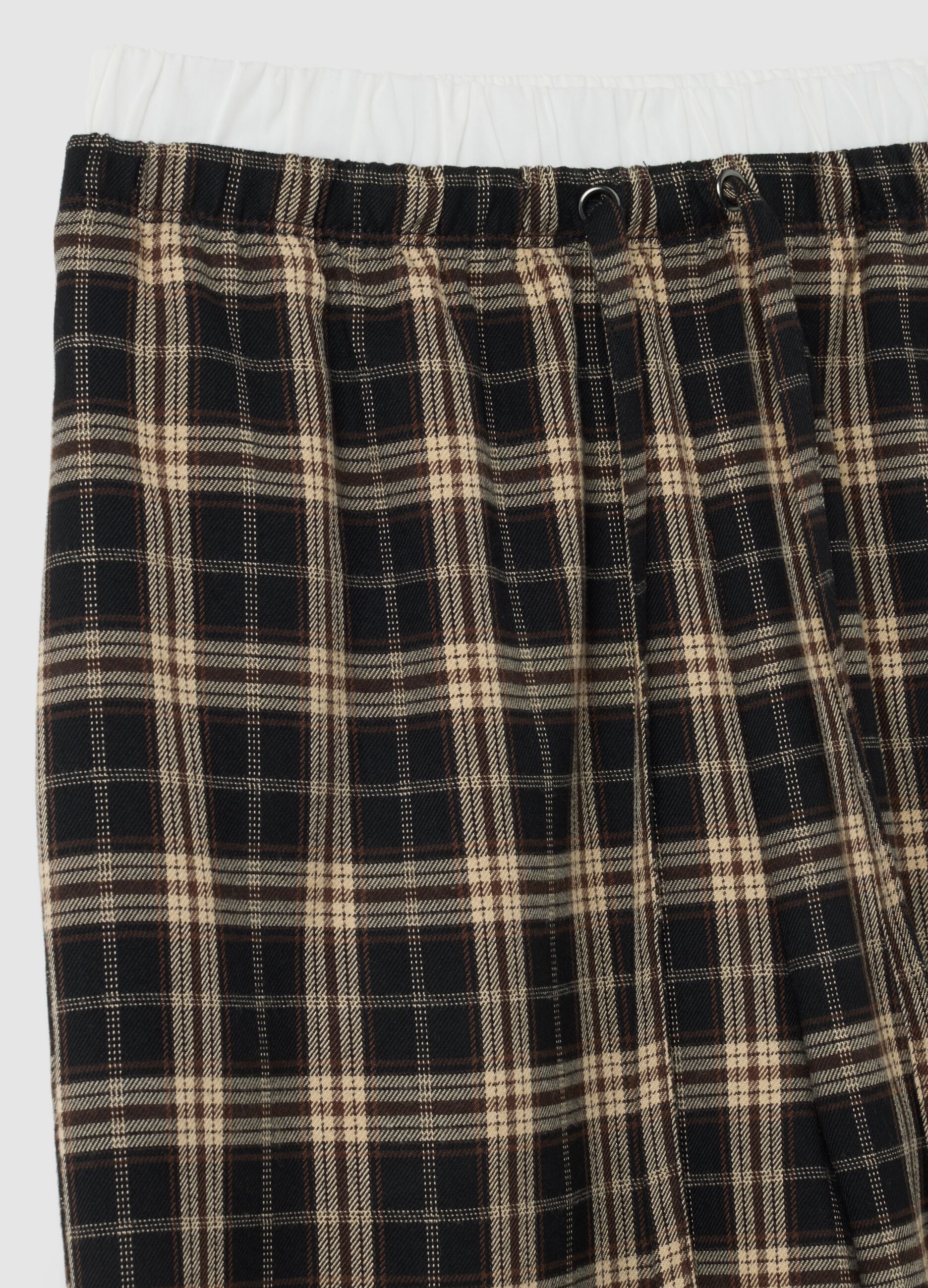 Multicolour Checked Wide-Leg Trousers