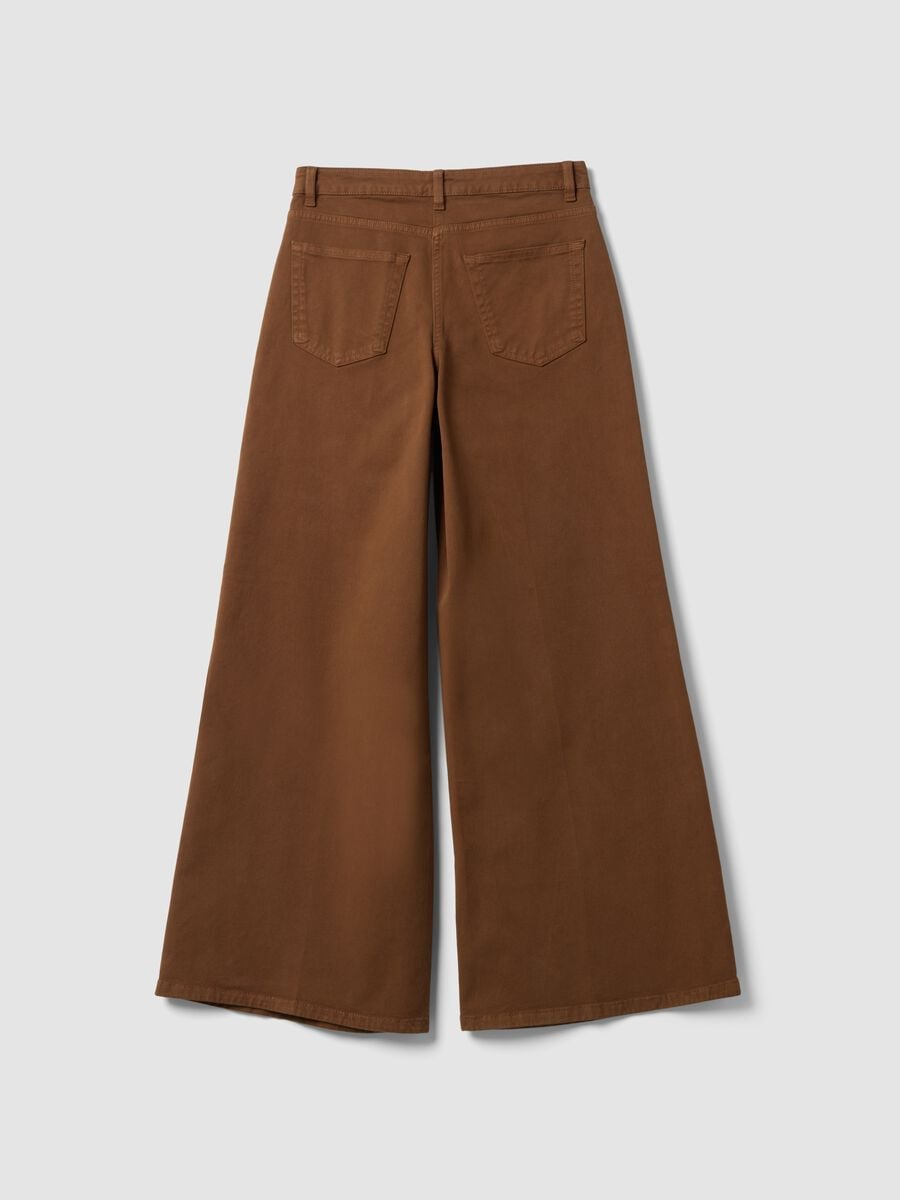 Pantaloni marroni in cotone elasticizzato wide leg_6
