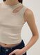 Girls' beige fitted cotton stretch tank top_2