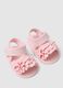 Pink pure cotton baby sandals with velcro and ruffles_1