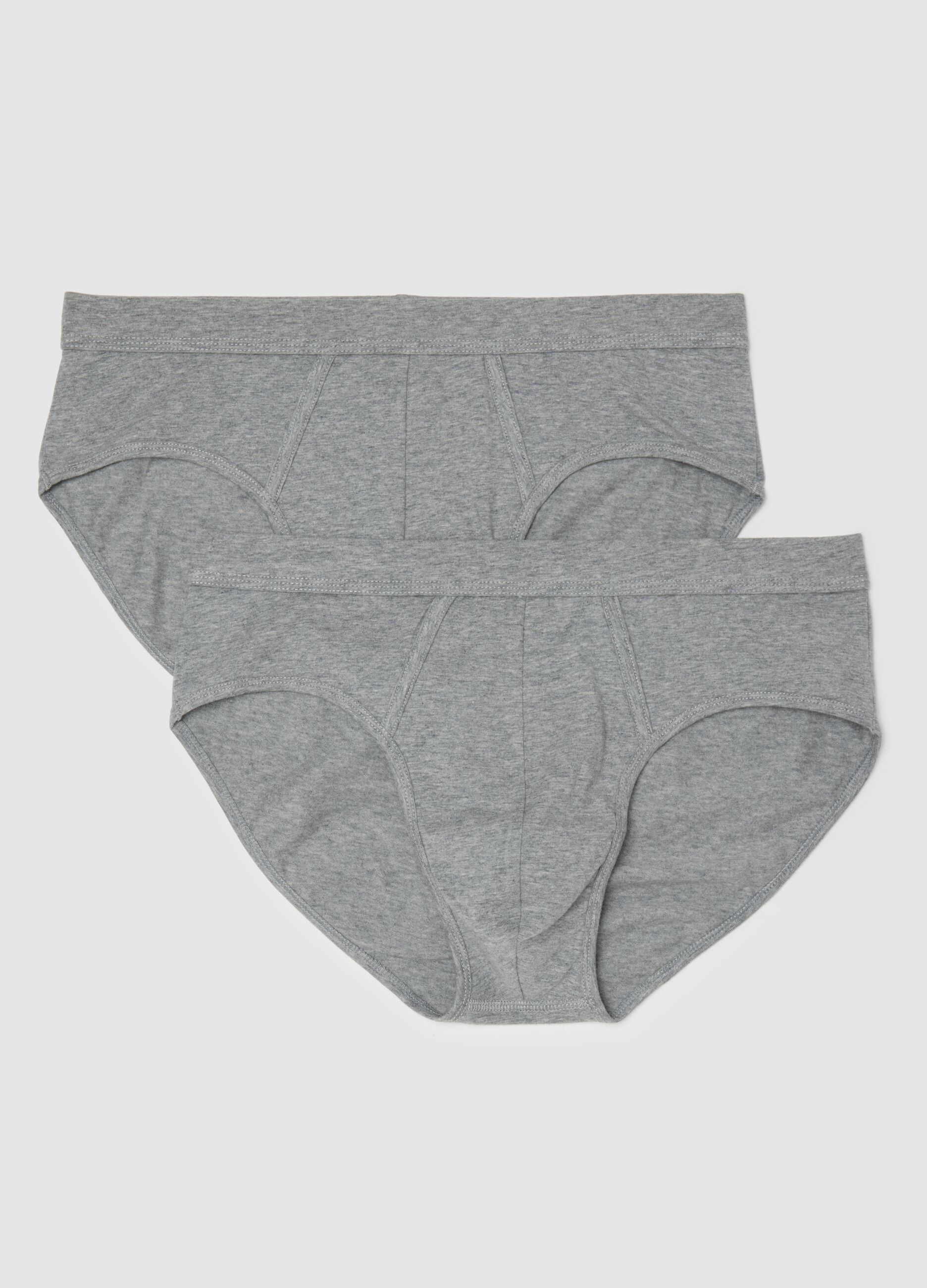 Twin-pack elastic cotton grey briefs