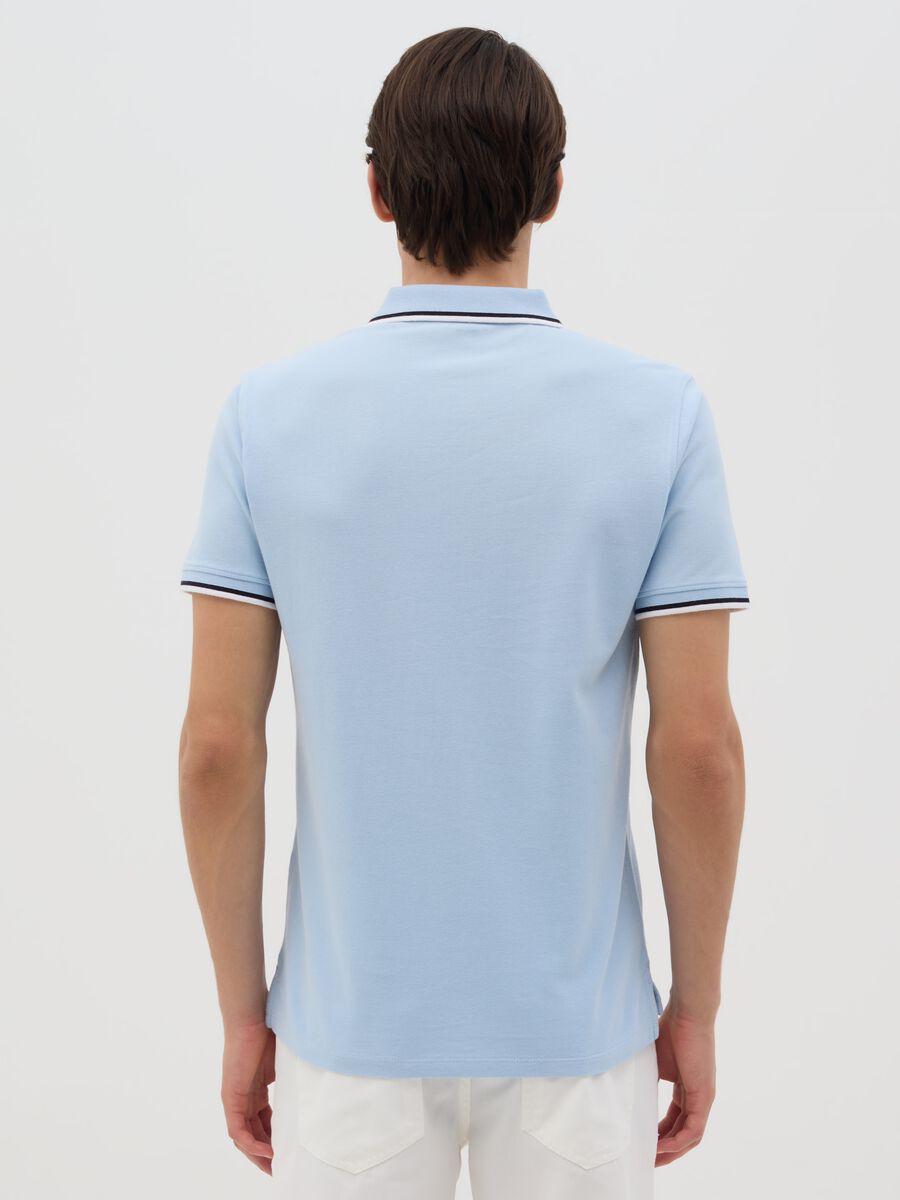 Blue short-sleeve cotton polo shirt_2