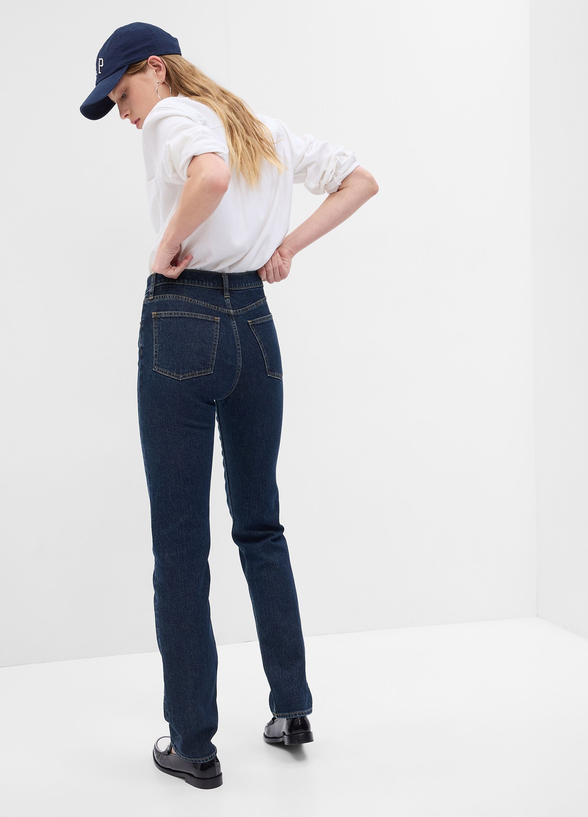 Straight-fit, high-rise jeans
