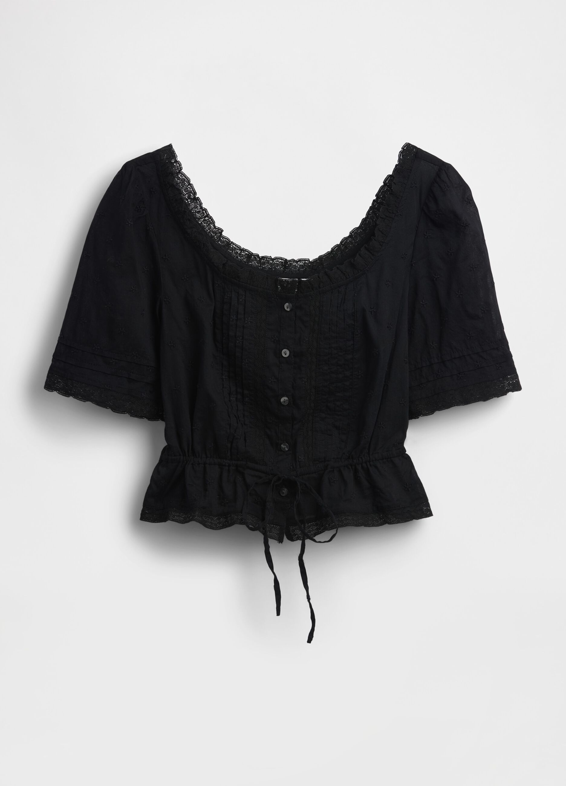 Pure cotton blouse with lace
