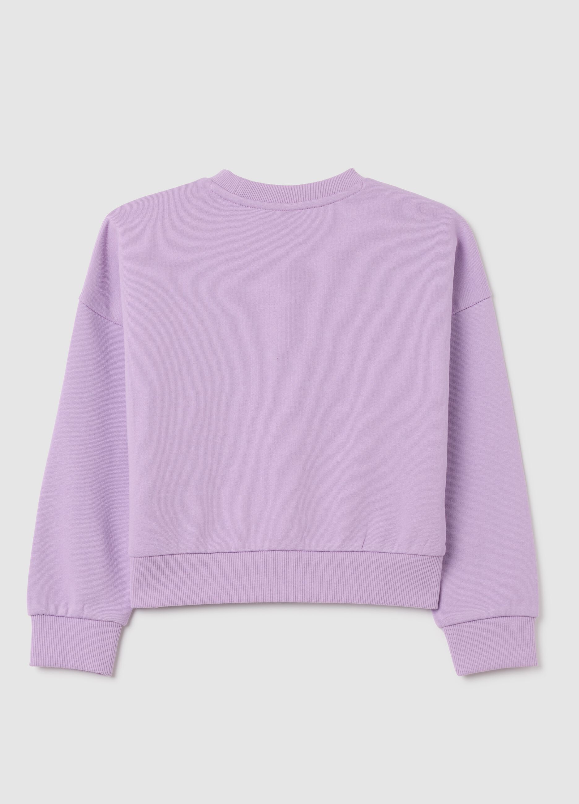 Purple cotton girl's sweatshirt with Barbie rhinestones