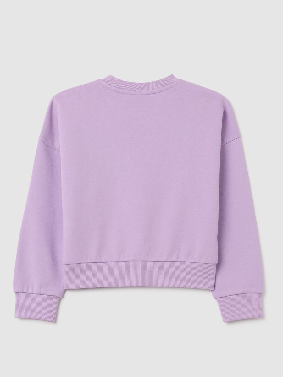 Purple cotton girl's sweatshirt with Barbie rhinestones_1
