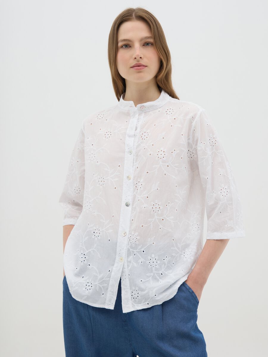 Women's White Pure Cotton Regular Fit Shirt_0
