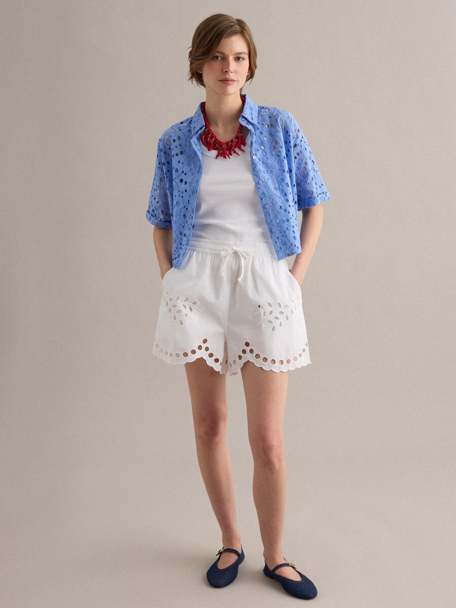 Camicia azzurra in puro cotone sangallo_2