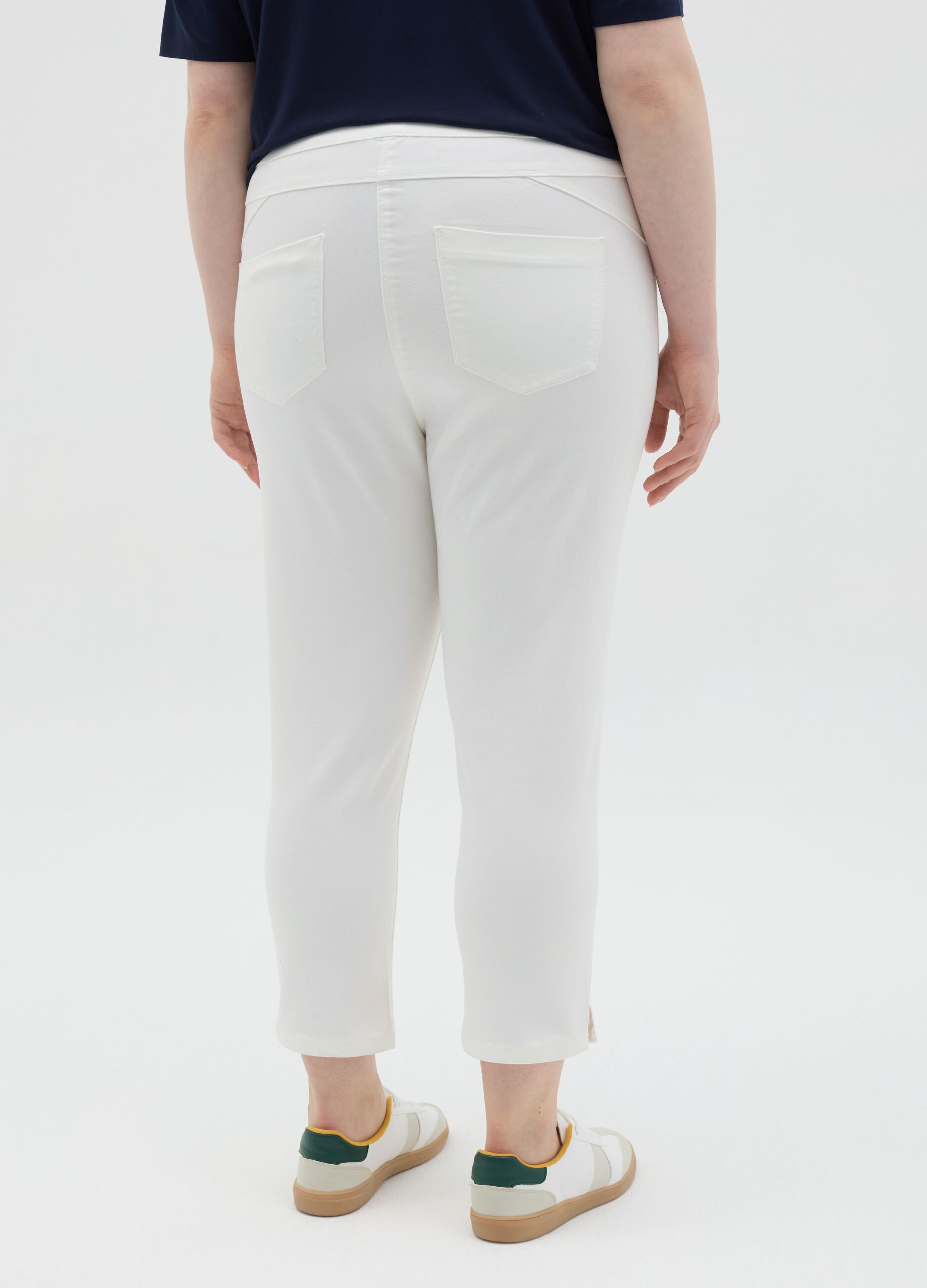 Curvy white slim-fit cropped jeggings
