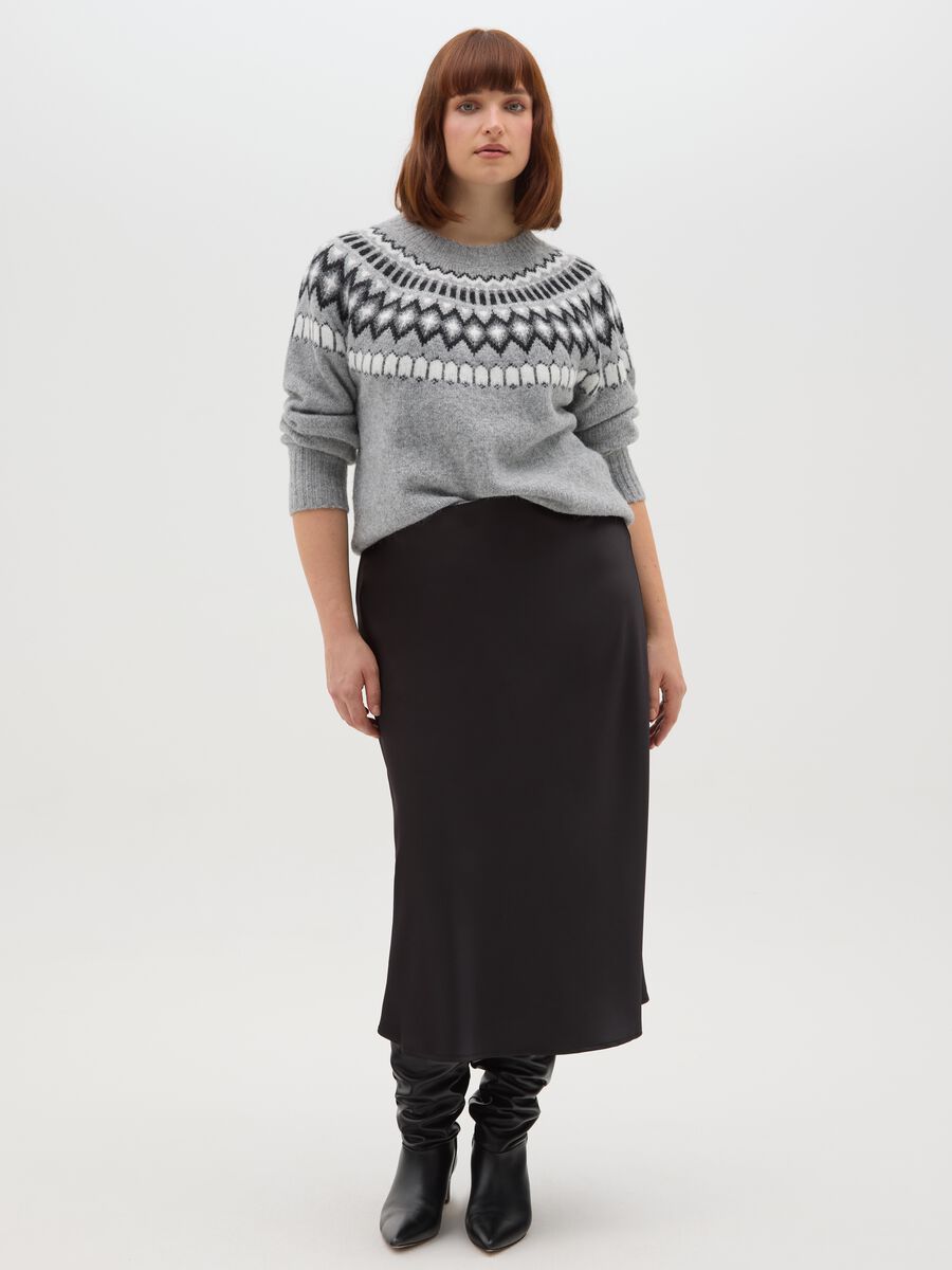 Gonna nera in tessuto elasticizzato satinato_1