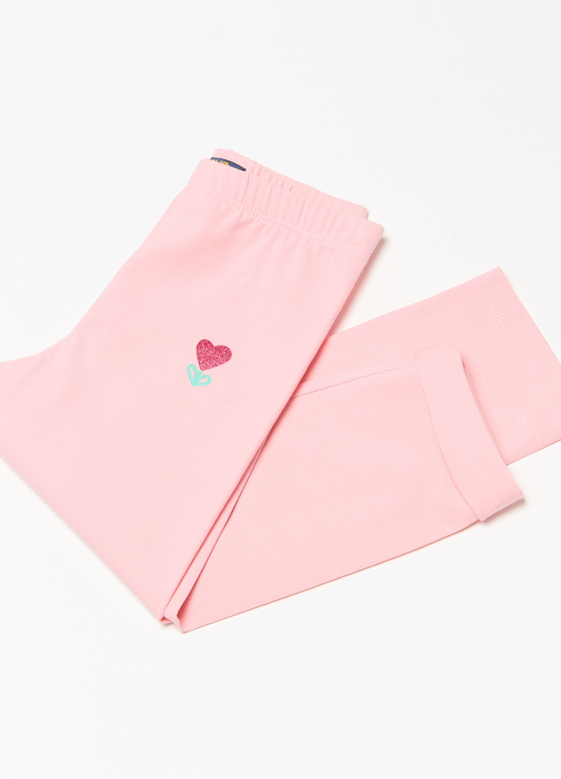 Three-quarter leggings with glitter flower