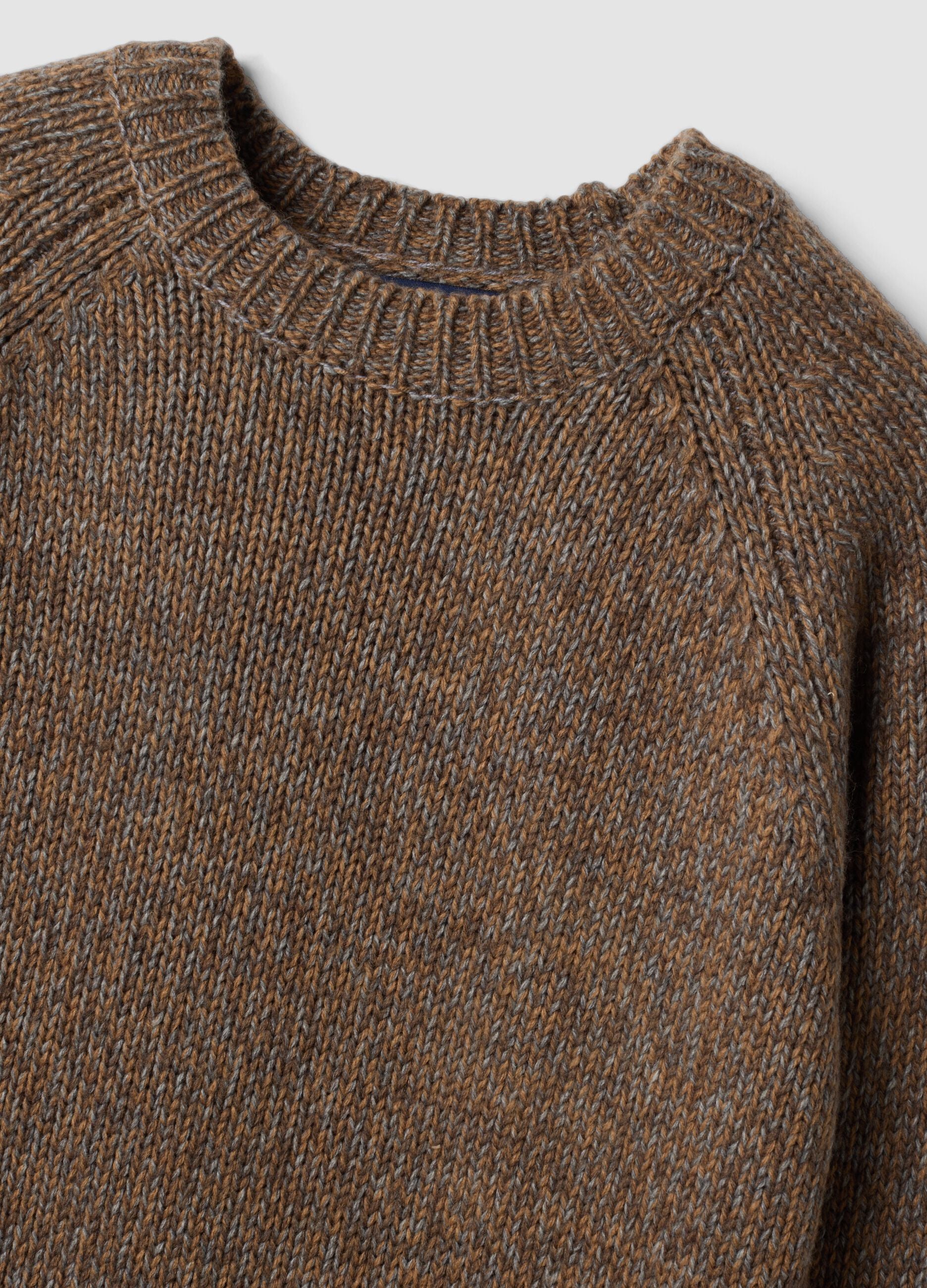 Brown wool-blend crew-neck jumper