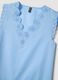 Top senza maniche in puro cotone azzurro regular fit con scollo a V _1