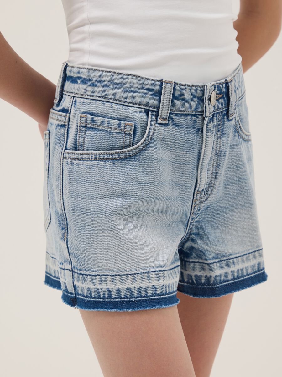 Blue pure cotton denim shorts for girls &ndash; straight fit_2
