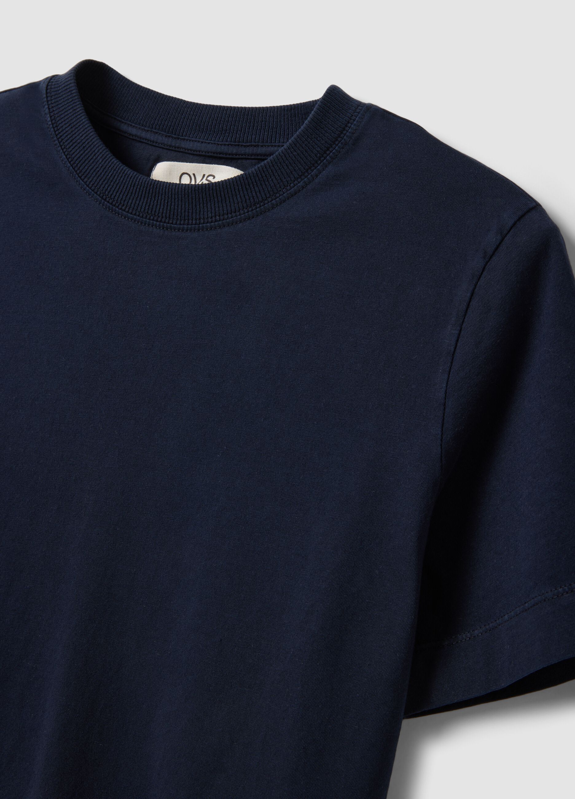 Blue short-sleeve pure cotton regular fit T-shirt