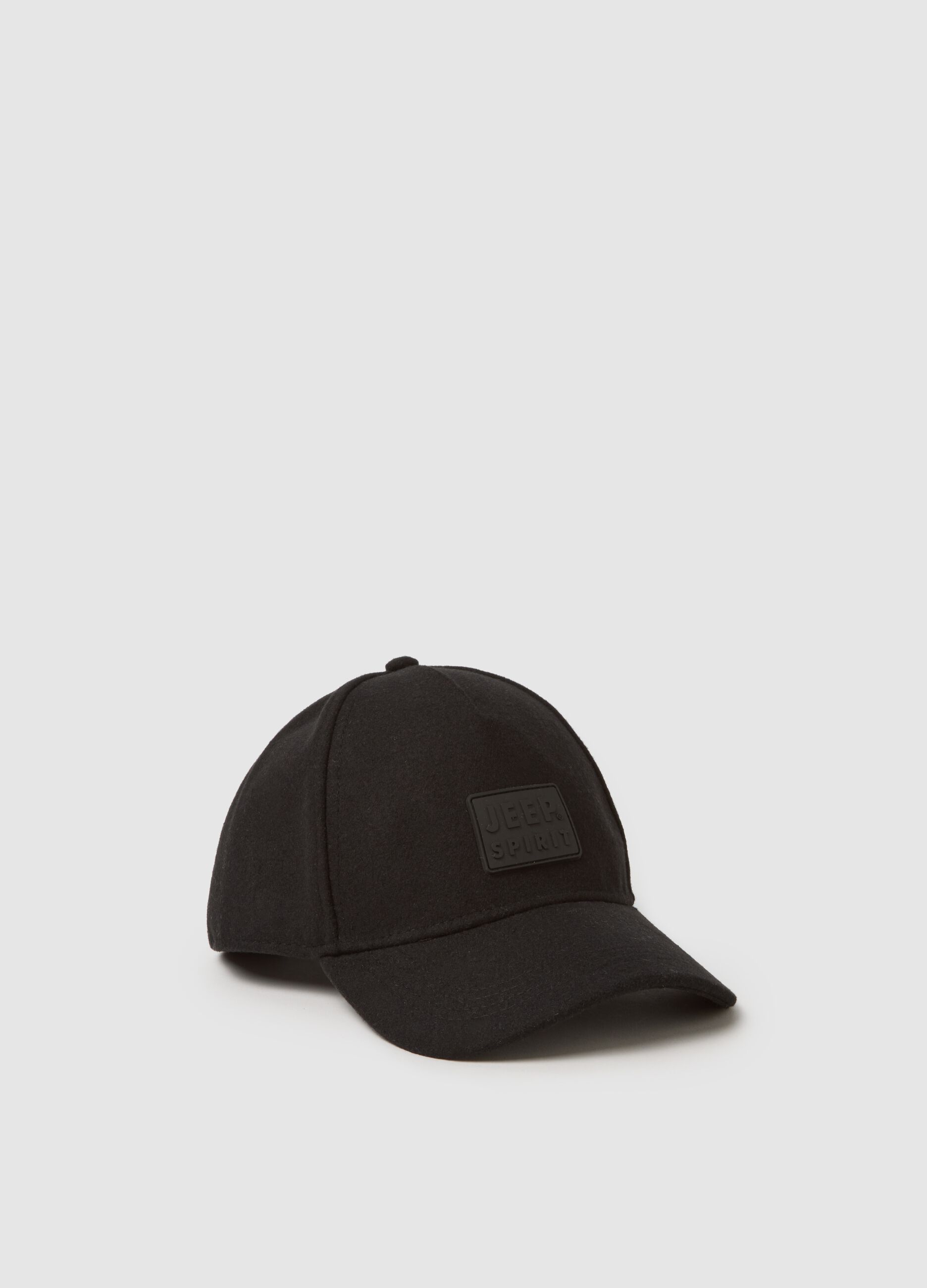 Black Wool Blend Baseball Cap