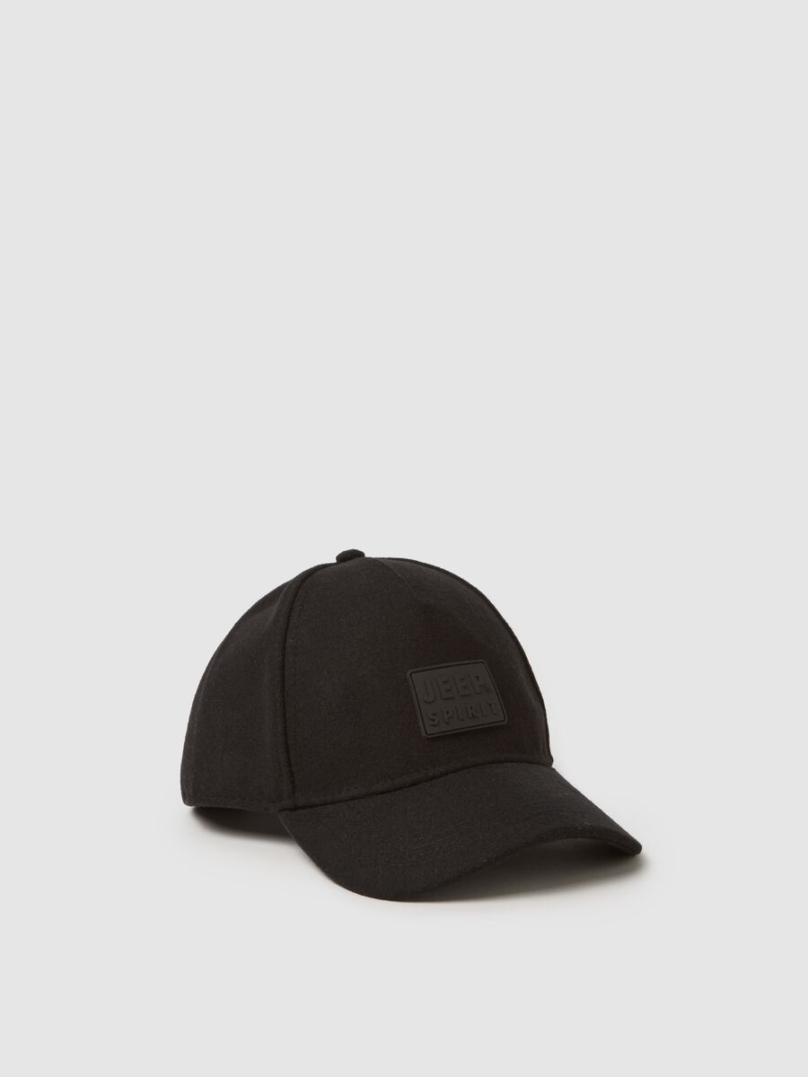 Cappellino da baseball in misto lana nero_0