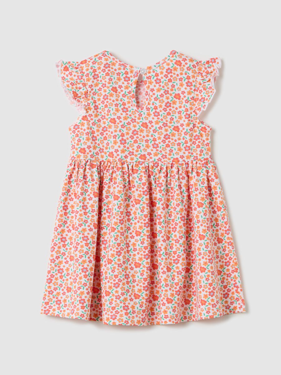 Orange dress with flowers in cotton_1