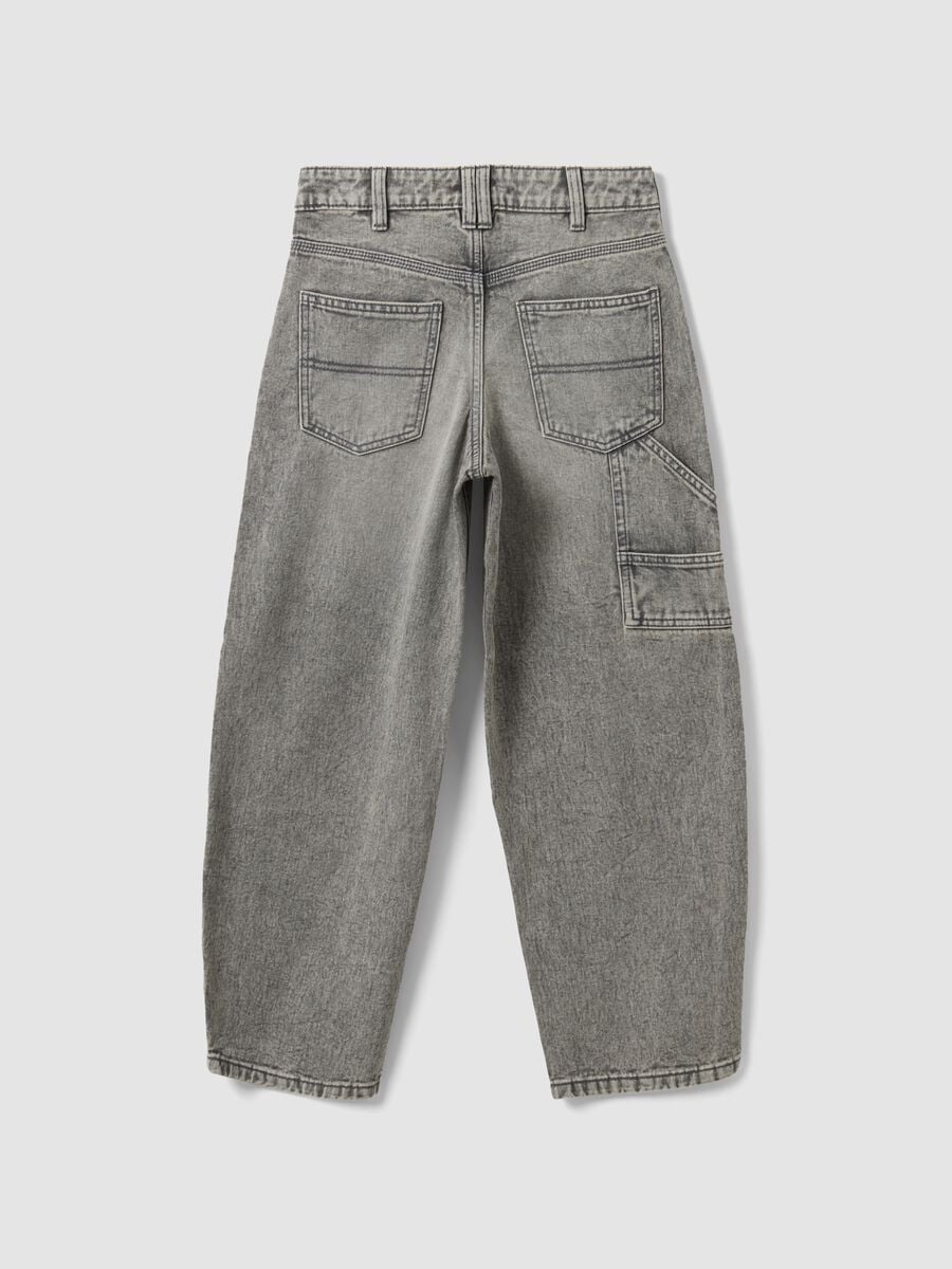 Jeans denim grigi in puro cotone balloon fit_2