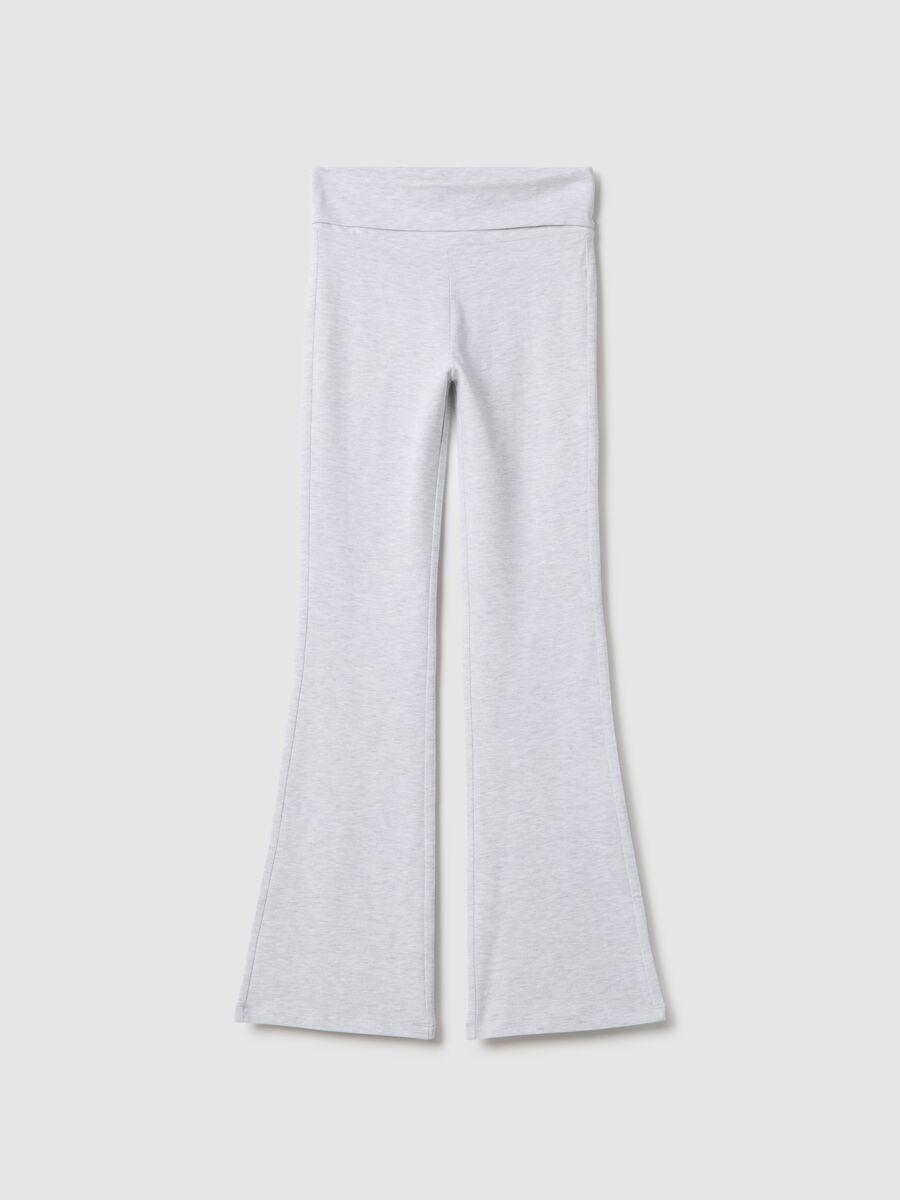 Grey cotton stretch flare fit leggings for girls_3
