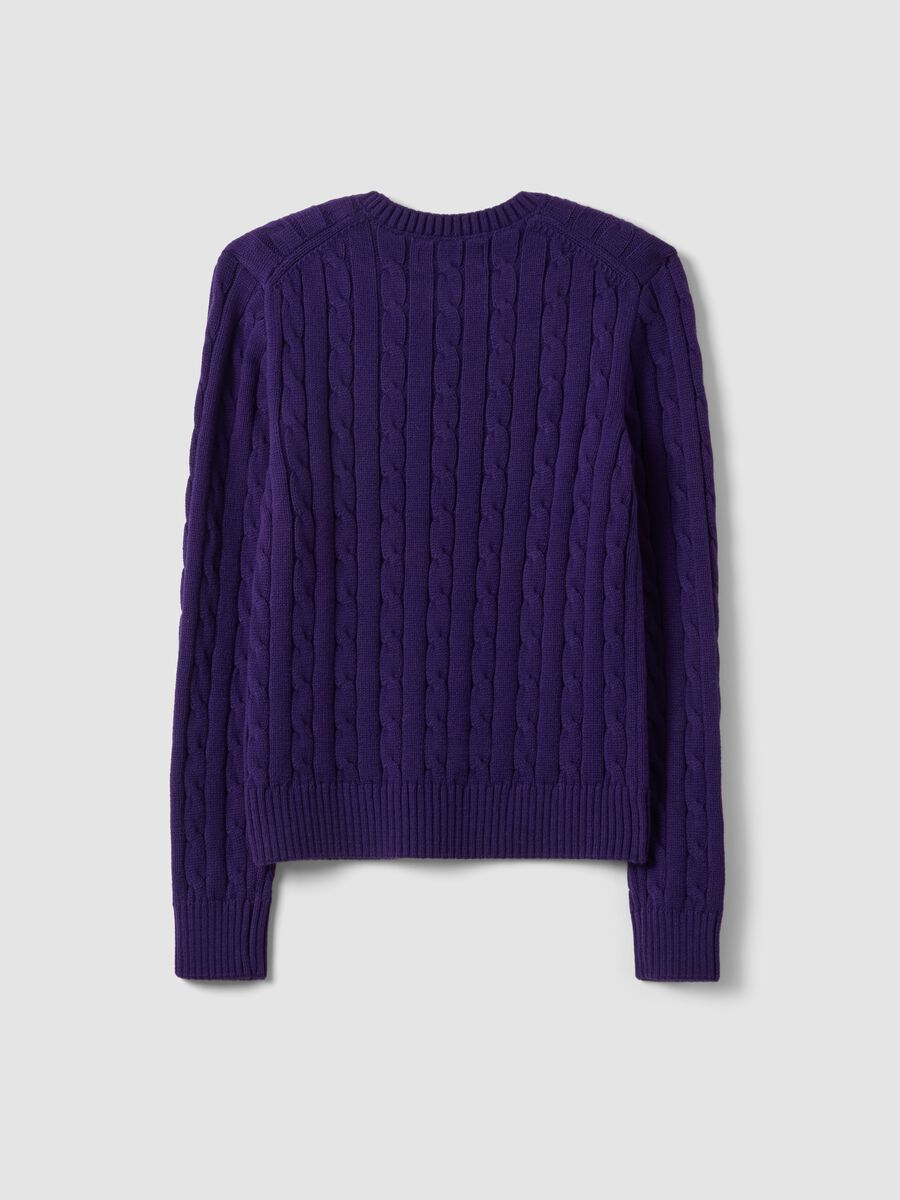 Purple pure cotton cable-knit crew-neck jumper_6