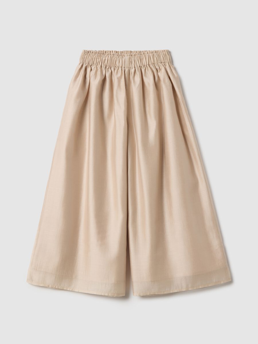Girls' beige Lyocell culotte trousers with relaxed fit_0