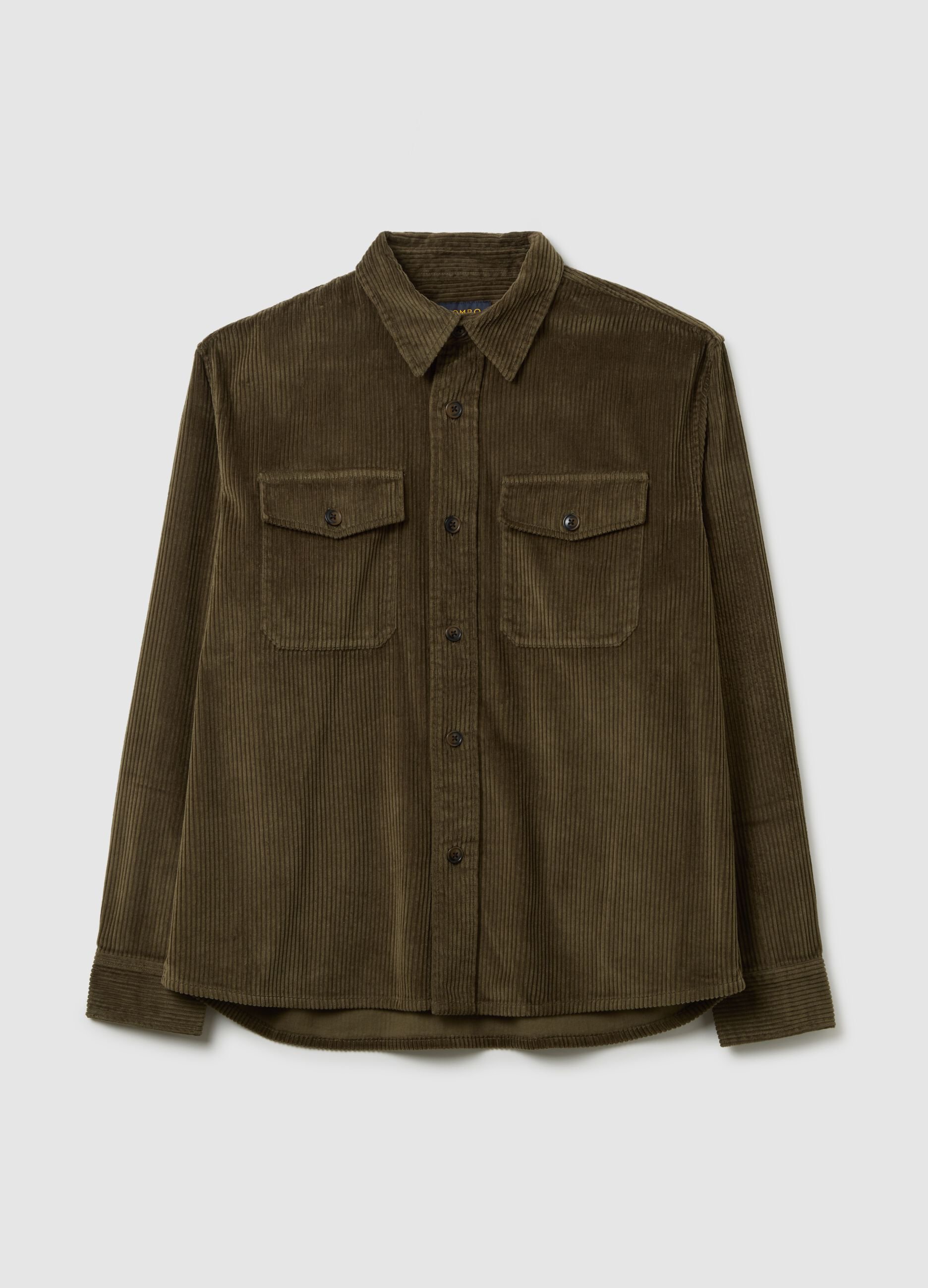 Oversized green corduroy and pure cotton shirt