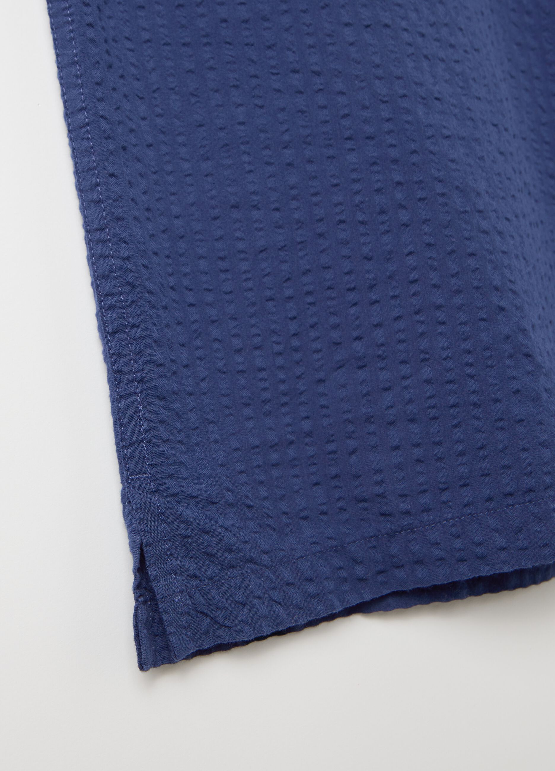 Camicia da uomo in puro cotone blu regular fit con colletto bowling