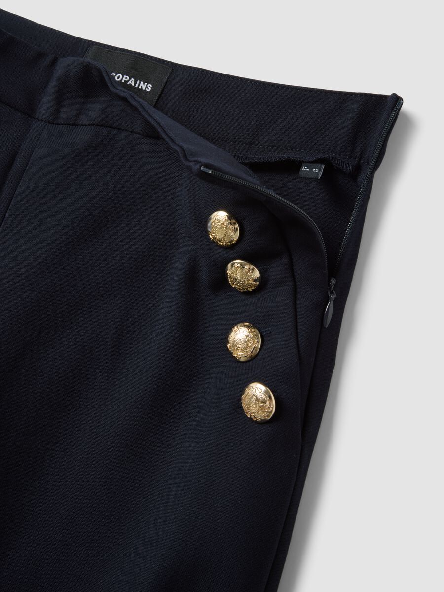 Blue stretch viscose straight-fit trousers_1