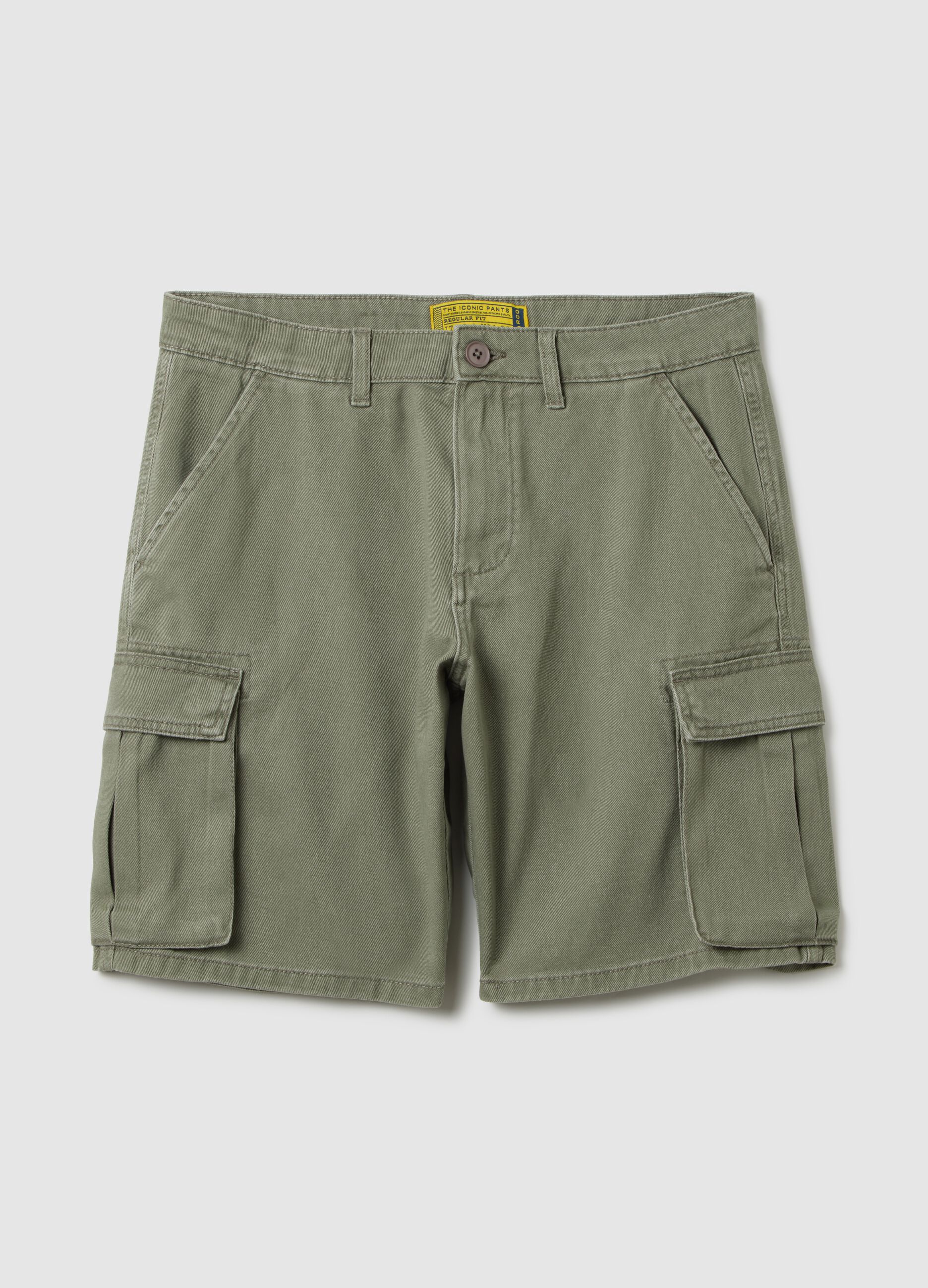 Men's green pure cotton bermuda shorts regular fit