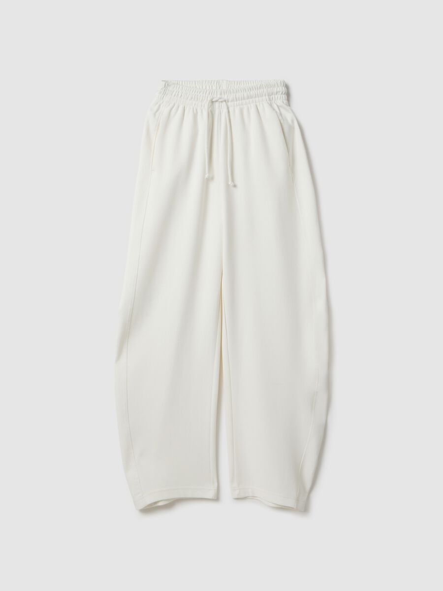 White Stretch Cotton Baggy Trousers_4