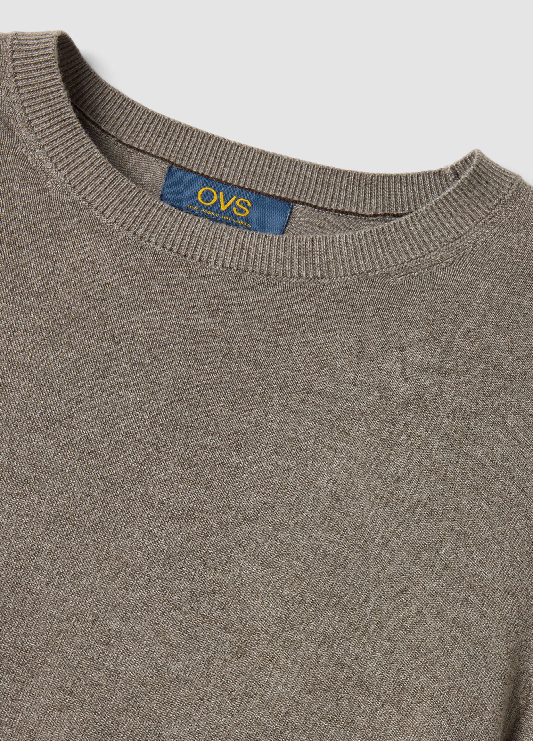 Grey crew-neck jumper in viscose blend, regular fit