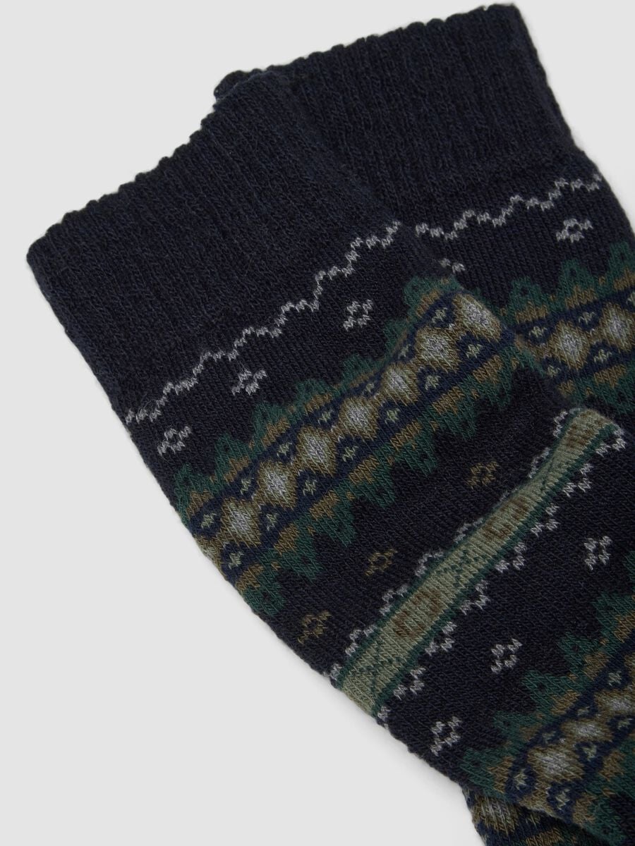 Calze lunghe blu in cotone e lana elasticizzata_2
