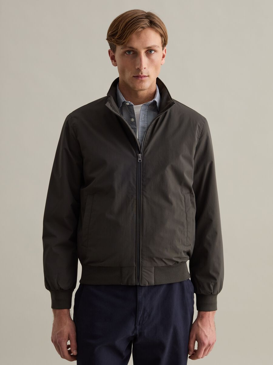 Full-zip bomber jacket with high neck_0