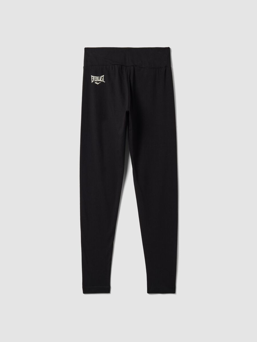 Black slim-fit stretch cotton jersey leggings with Everlast logo_2