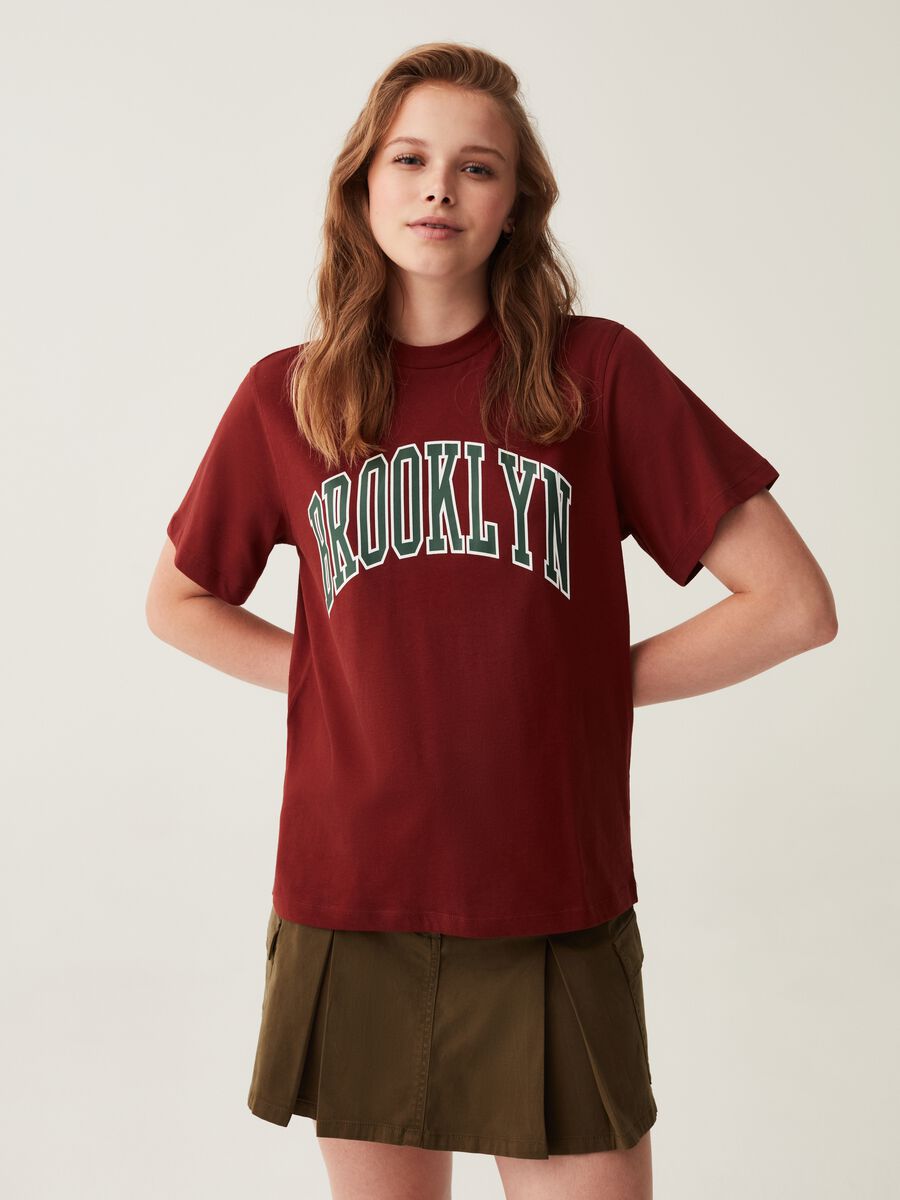 T-shirt in cotone con scollo rotondo_0