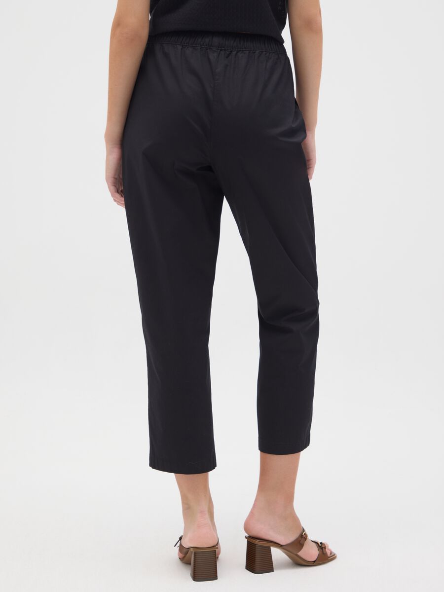 Women's black stretch cotton trousers regular fit_2