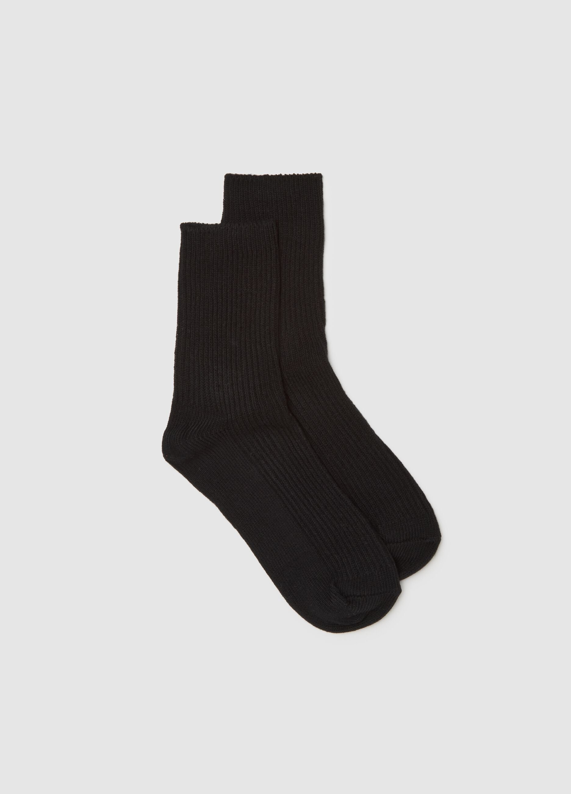 Long black socks in stretchy cotton blend