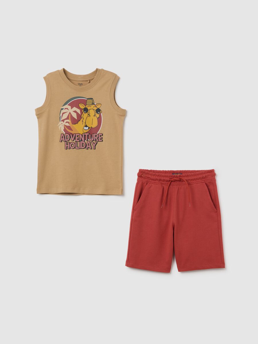 Beige pure cotton kids set regular fit_0