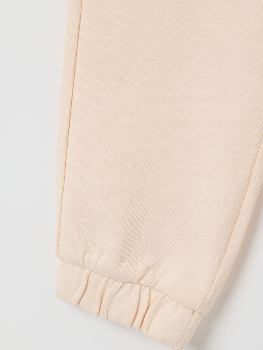 Girls' pure cotton beige regular fit trousers_3