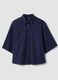 Blue pure cotton shirt with patch pocket, oversized fit_4