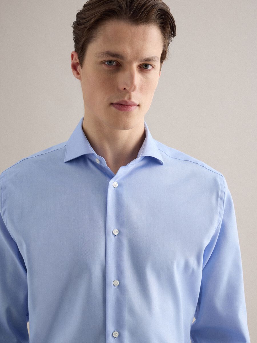 Blue pure cotton regular fit shirt_3