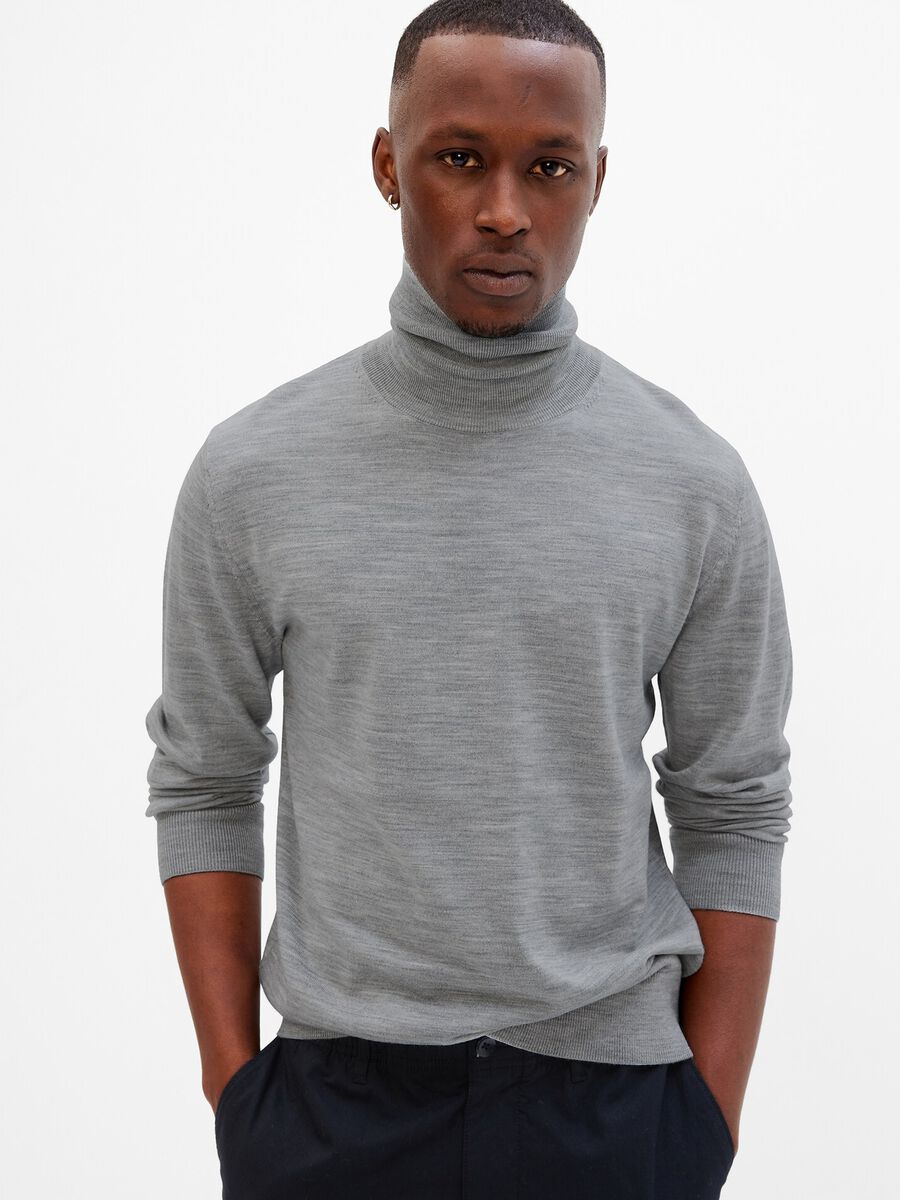 Pullover in lana merino a collo alto_0
