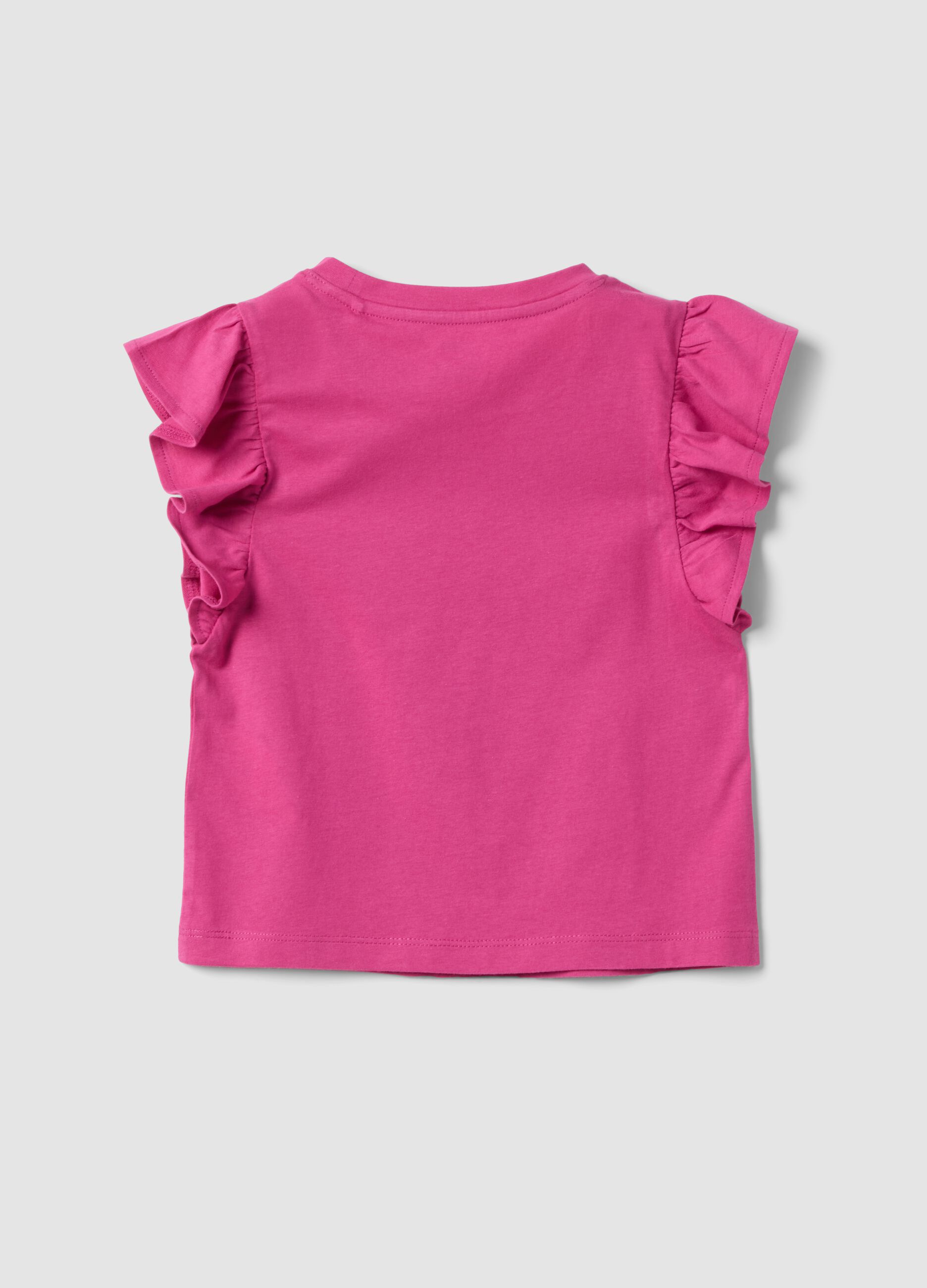 Pink organic cotton vest top with ruffles