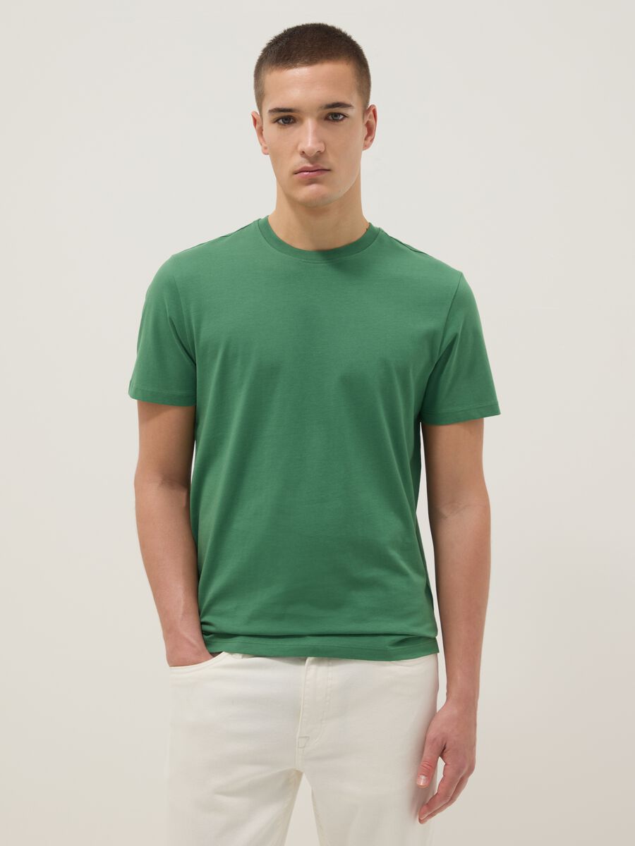 Green pure cotton short-sleeved t-shirt regular fit_2