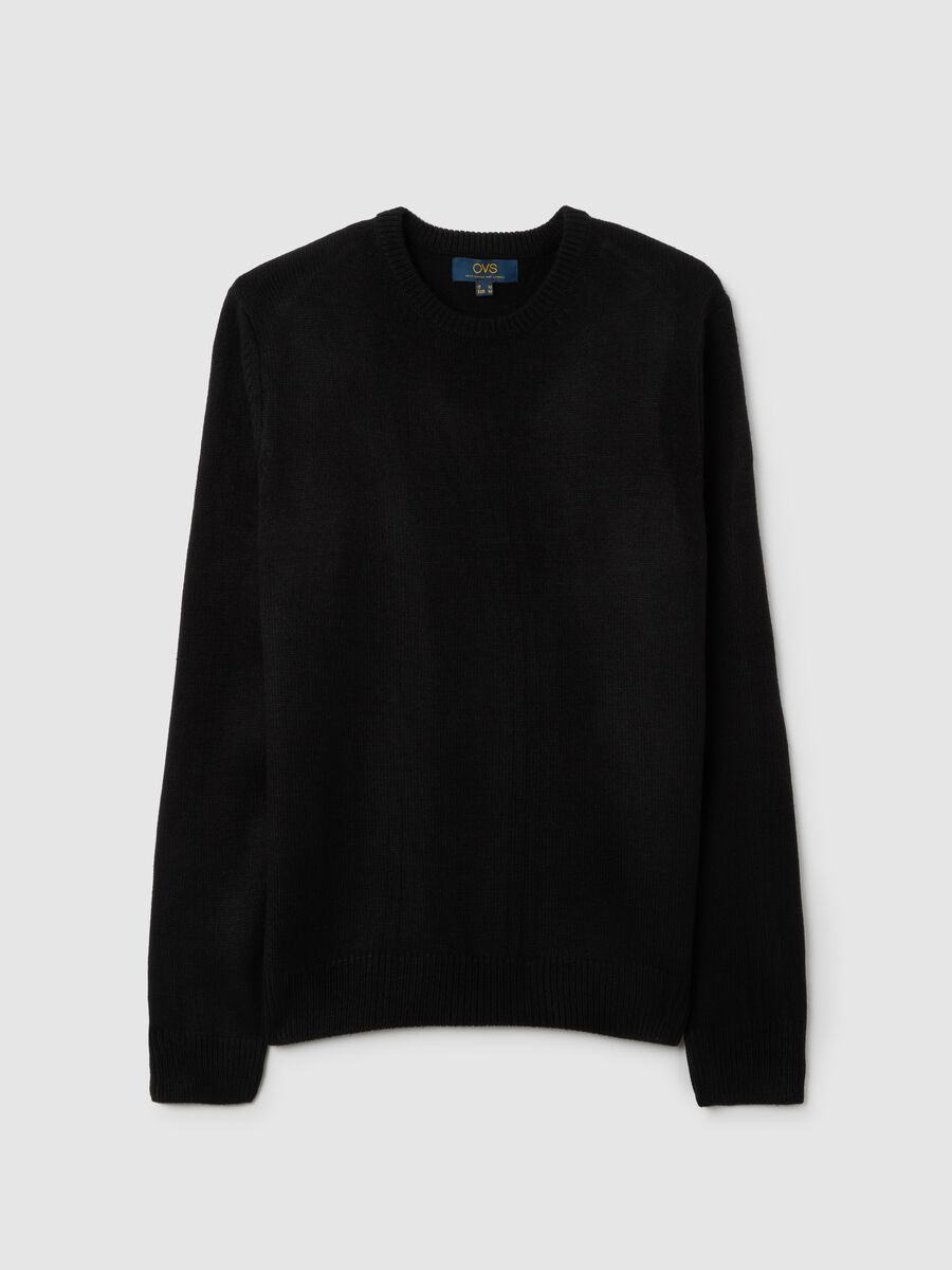 Black Crew Neck Sweater Regular Fit_0