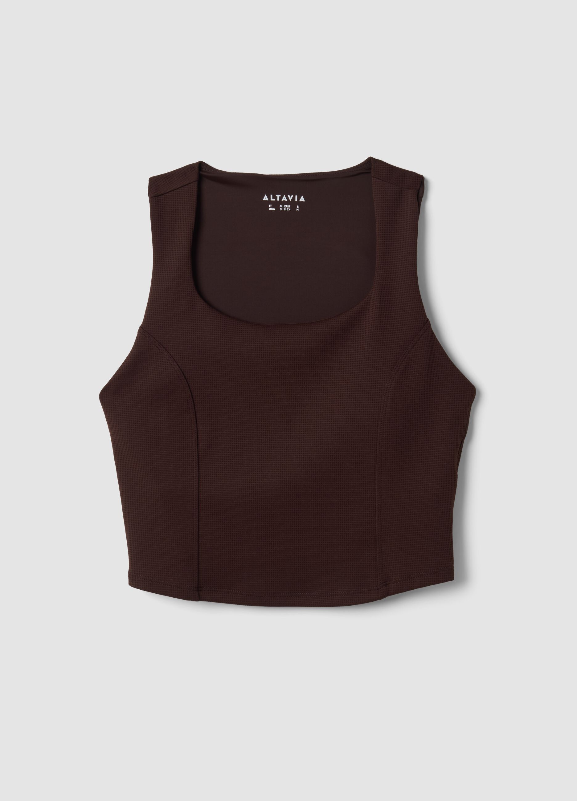 Top marrone crop in tessuto elasticizzato traspirante ALTAVIA STUDIO