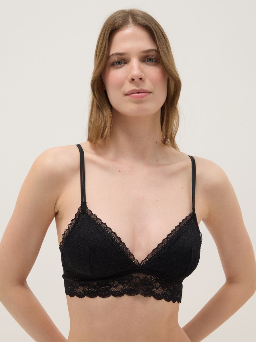 Black Lace Wireless Bra_0