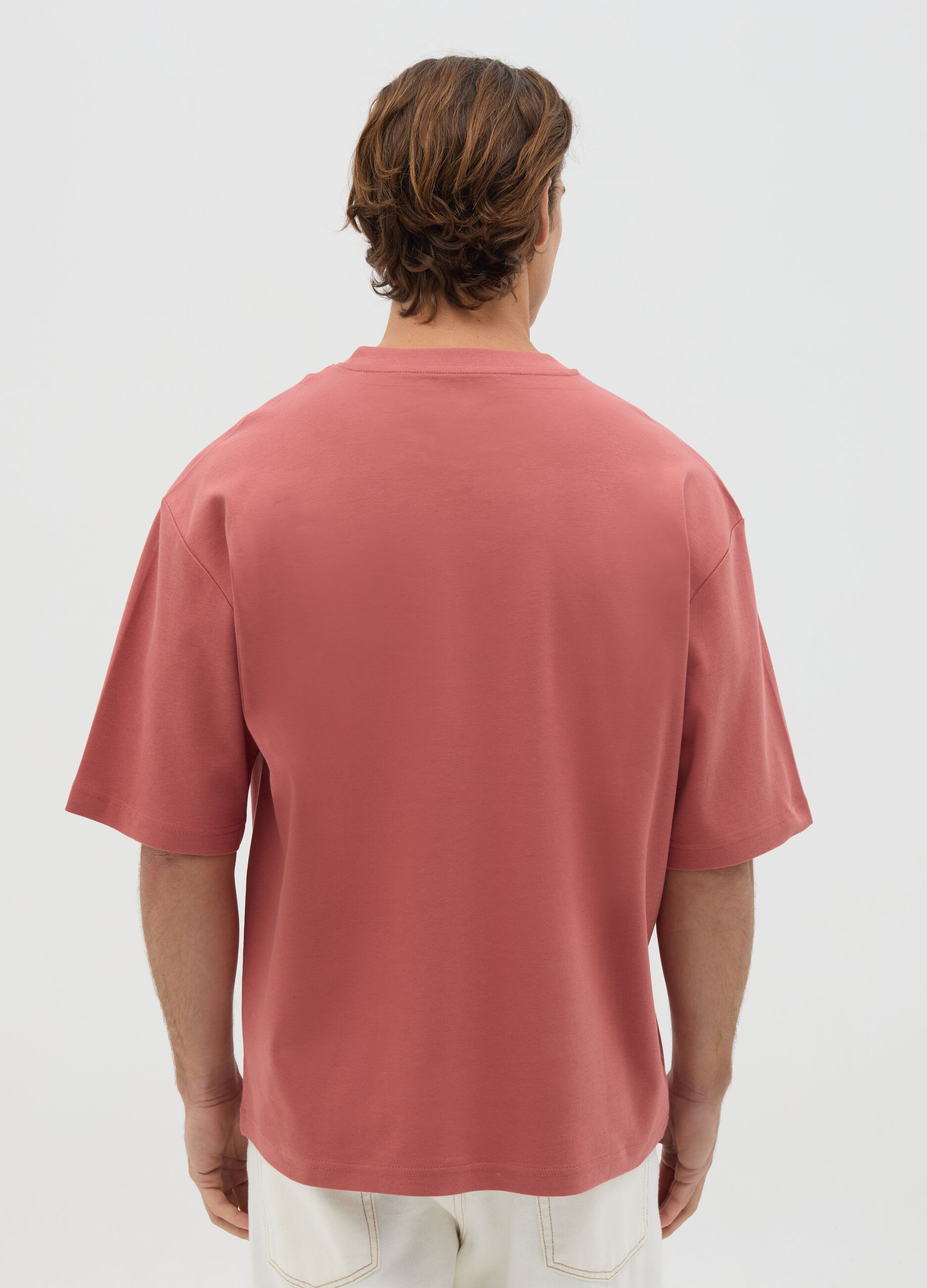 Boxy fit pink cotton t-shirt