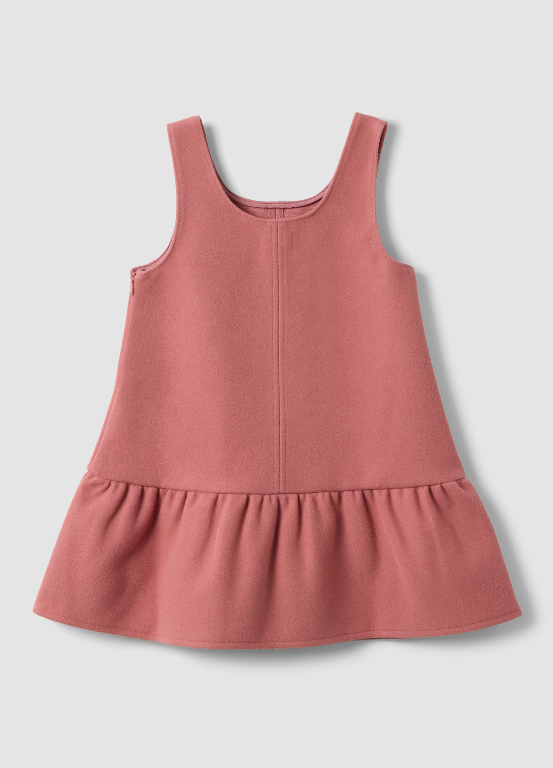Dusty pink dress with crew neck and bow